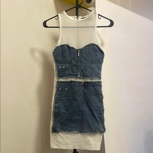 Denim printed above the knee dress